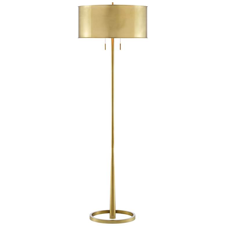 Image 1 Babbit Brushed Brass w/ Polished Brass Metal Stem Floor Lamp