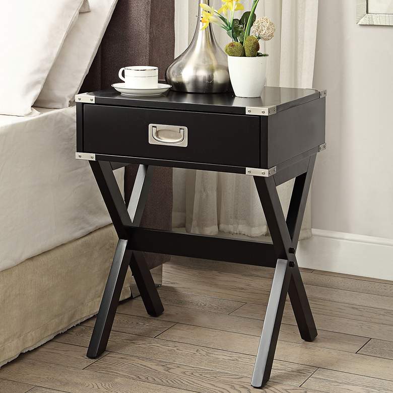 Image 1 Babs Black 1-Drawer Wood End Table