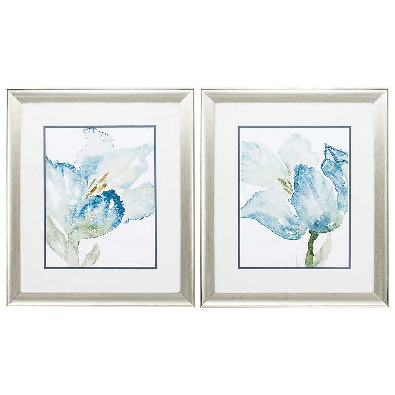 Image 1 Baby Blue Tulips 19"W x 22"H Framed Art Set of 2