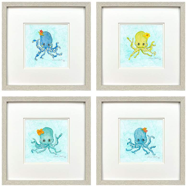 Image 1 Baby Octopus 15"W x 15"H Framed Art Set of 4