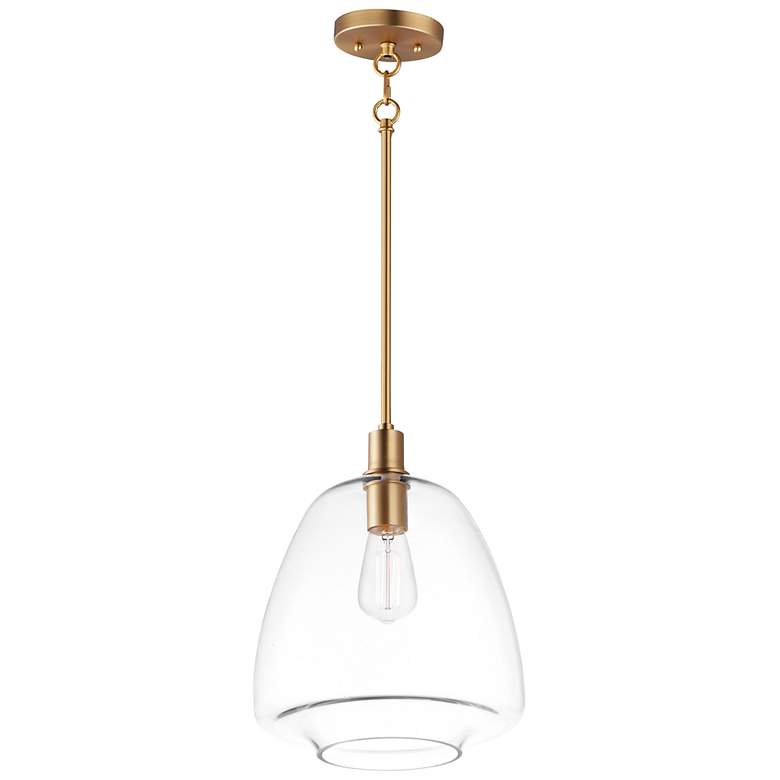 Image 1 Babylon 1 Light 11.5" Wide Satin Brass Pendant Light