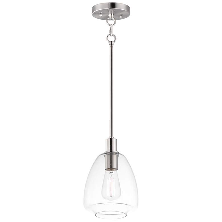 Image 1 Babylon 1-Light 7.25" Wide Satin Nickel Pendant Light
