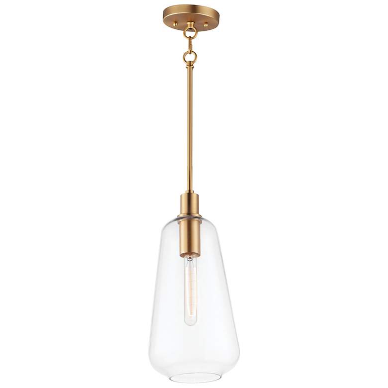 Image 1 Babylon 1-Light 7.5" Wide Satin Brass Pendant Light