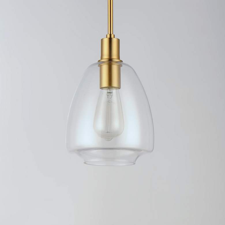 Image 2 Babylon 7 1/4" Wide Satin Brass w/ Clear Glass Mini Pendant more views