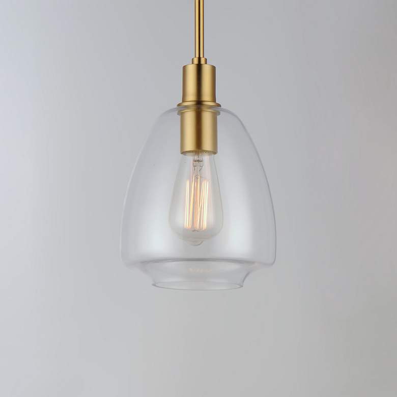 Image 4 Babylon 7 1/4" Wide Satin Brass w/ Clear Glass Mini Pendant more views
