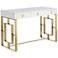 Baccarat 47" Wide White Lacquer and Gold Writing Desk