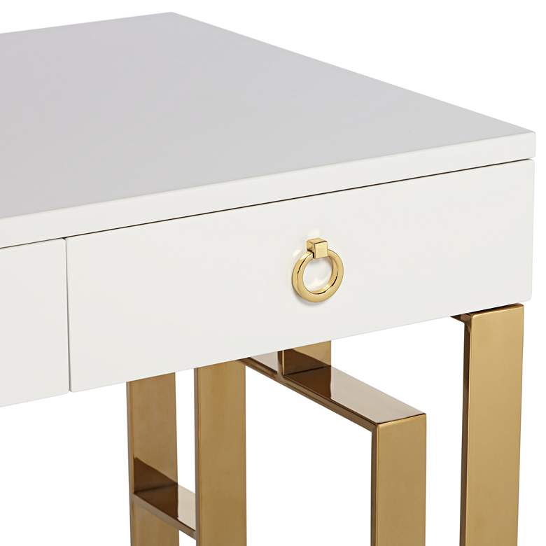 Image 4 Baccarat 47 inch Wide White Lacquer and Gold Writing Desk more views