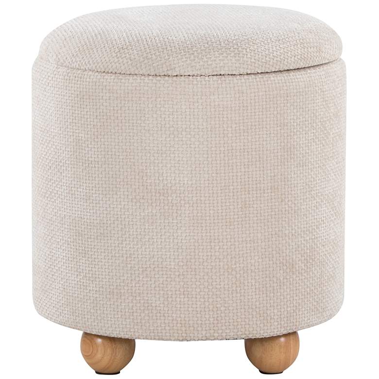 Image 4 Bacci Ottoman Set in Natural Wood and Beige Fabric by LumiSource Pair more views