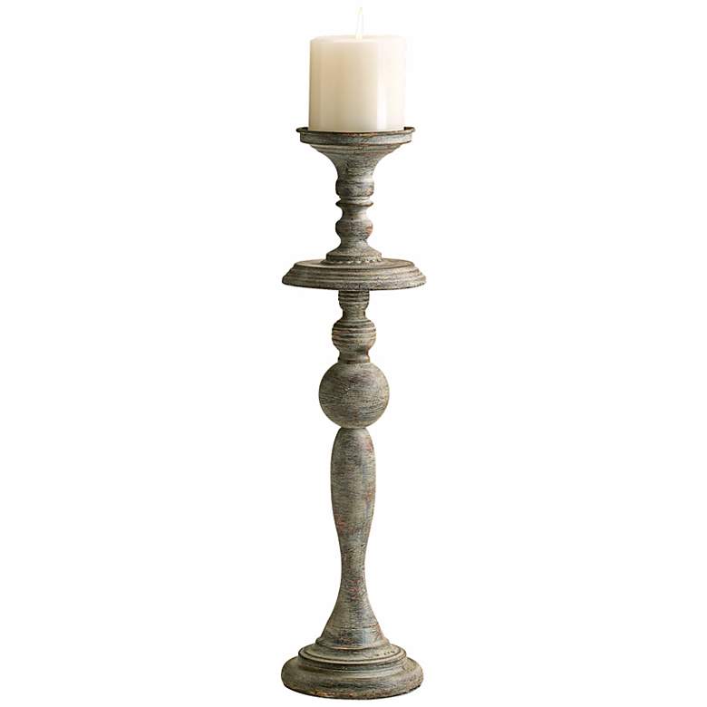 Image 1 Bach Antique White 23 1/4"H Wood Candlestick Candle Holder