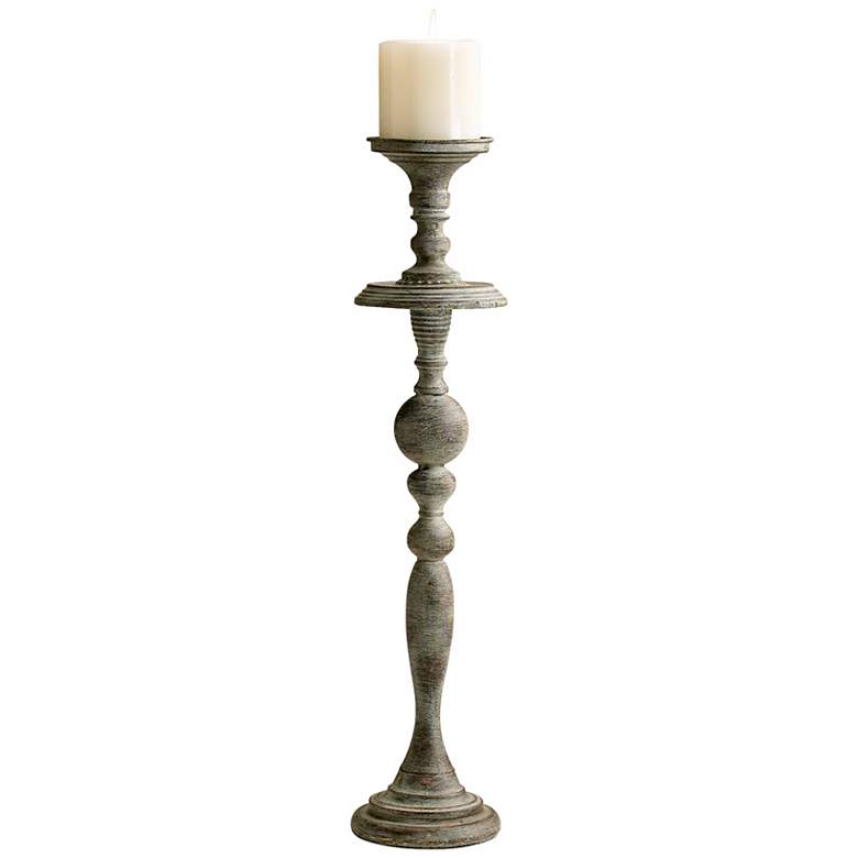 Image 1 Bach Antique White 27 inchH Wood Pillar Candle Holder