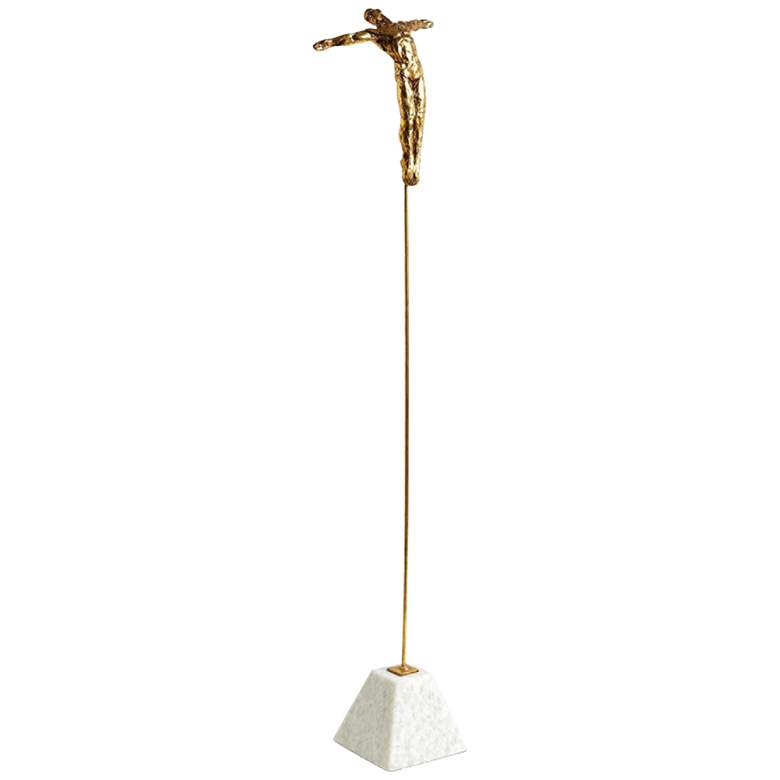 Image 1 Back Dive 42" High Thai Gold Leaf Marble Base Sculpture