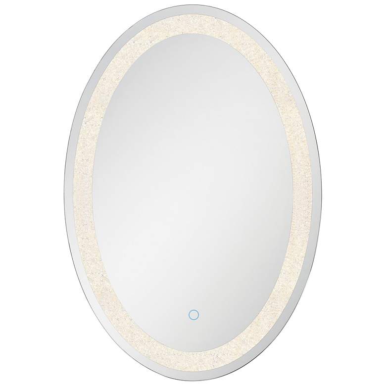 Image 1 Back-Lit Chrome 23 3/4" x 31 1/2" Oval LED Wall Mirror
