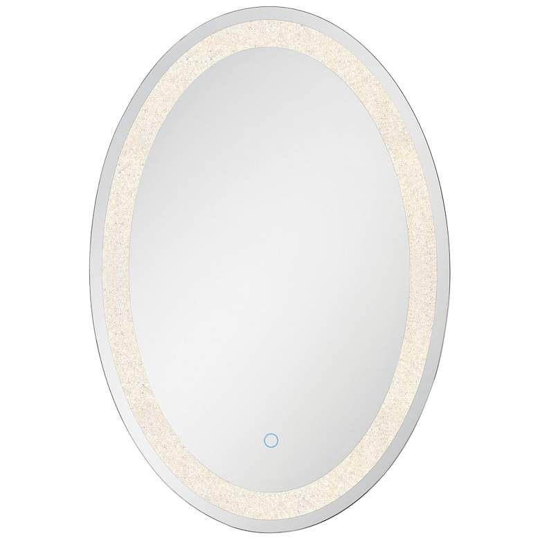 Image 1 Back-Lit Chrome 23 3/4 inch x 31 1/2 inch Oval LED Wall Mirror