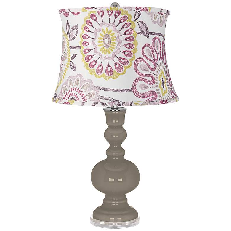 Image 1 Backdrop Purple Flowers Drum Shade Apothecary Table Lamp