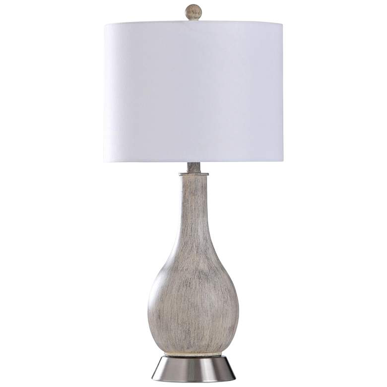 Image 1 Baden Aged Egg Shell and Brushed Steel Vase Table Lamp