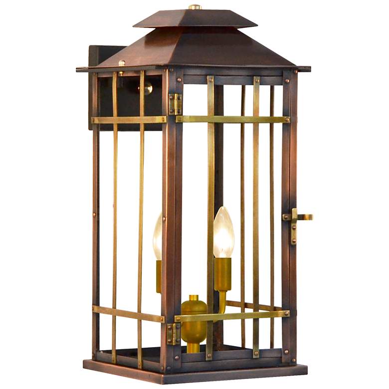 Image 3 Badlands 18" Tall Copper Electric Wall Mount Outdoor Lantern Sconce more views