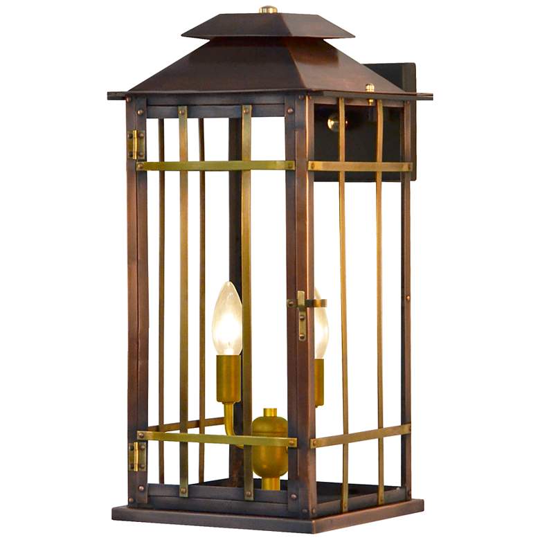 Image 2 Badlands 21" Tall Copper Electric Wall Mount Outdoor Lantern Sconce more views