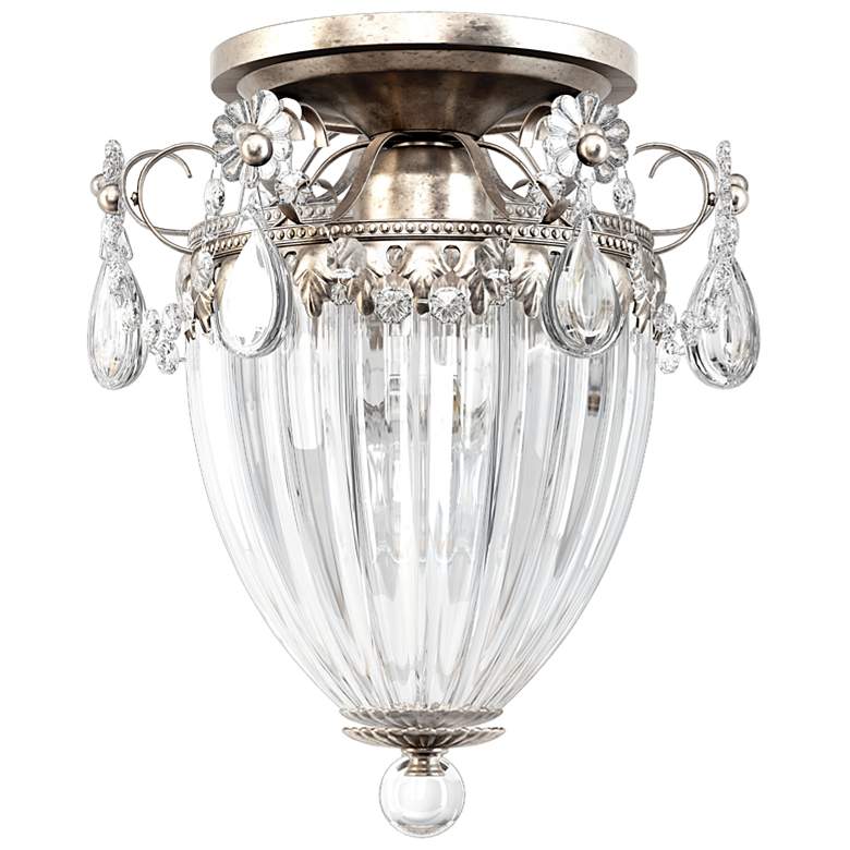 Image 1 Bagatelle 12"H x 10.5"W 3-Light Semi-Flush Mount in Antique Silve