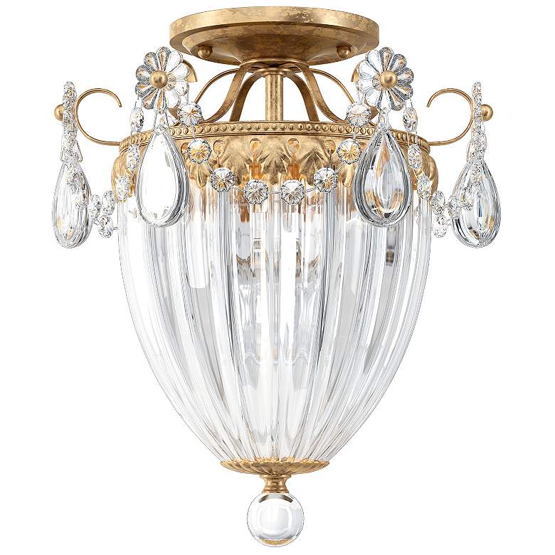 Image 1 Bagatelle 12"H x 10.5"W 3-Light Semi-Flush Mount in French Gold