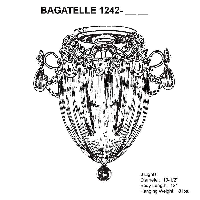 Image 3 Bagatelle 12"H x 10.5"W 3-Light Semi-Flush Mount in French Gold more views