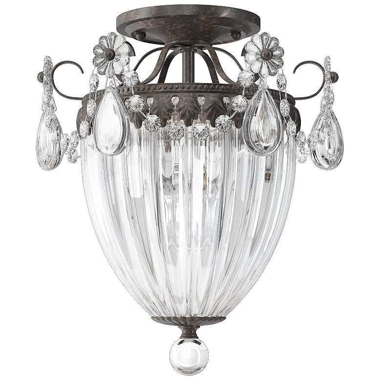 Image 1 Bagatelle 12"H x 10.5"W 3-Light Semi-Flush Mount in Heirloom Bron