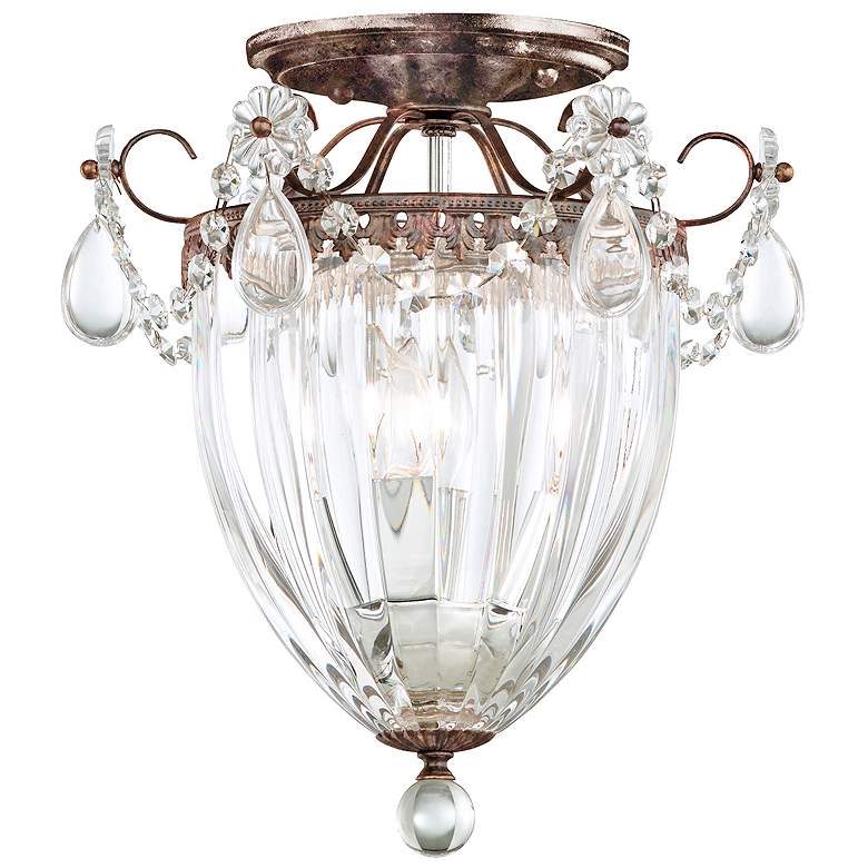 Image 1 Bagatelle 12"H x 10.5"W 3-Light Semi-Flush Mount in Heirloom Bron