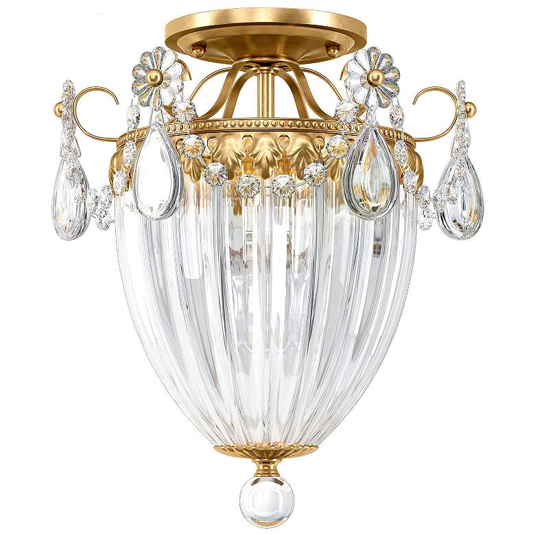 Image 1 Bagatelle 12"H x 10.5"W 3-Light Semi-Flush Mount in Polished Gold
