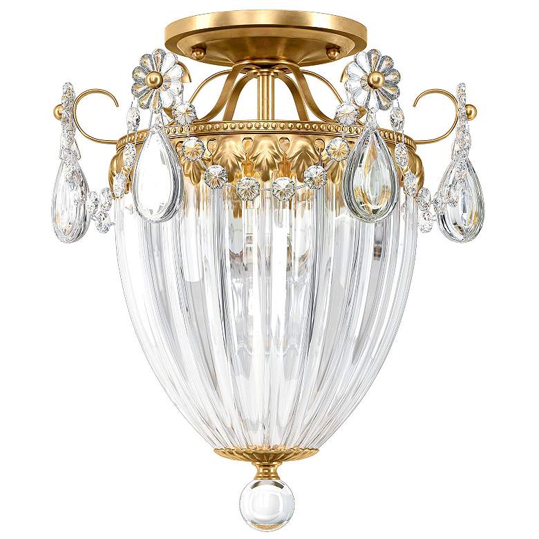 Image 1 Bagatelle 12"H x 10.5"W 3-Light Semi-Flush Mount in Polished Gold
