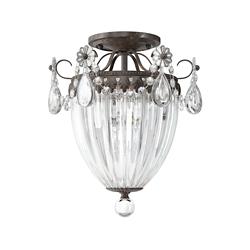 Bagatelle 3Lt Semi-Flush Mount Heirloom Bronze & Handcut Crystal