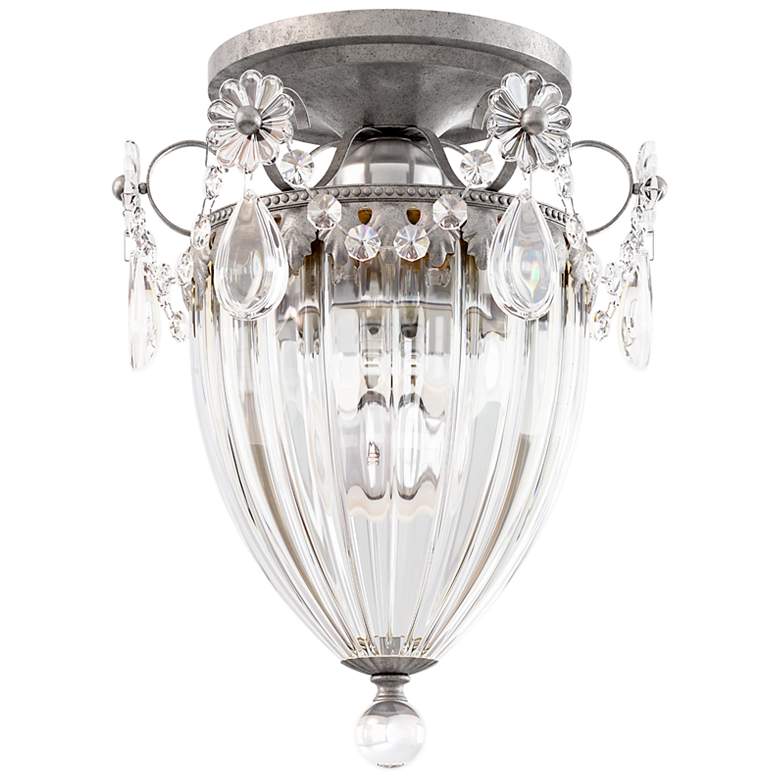 Image 1 Bagatelle 9.5"H x 8"W 1-Light Semi-Flush Mount in Antique Silver