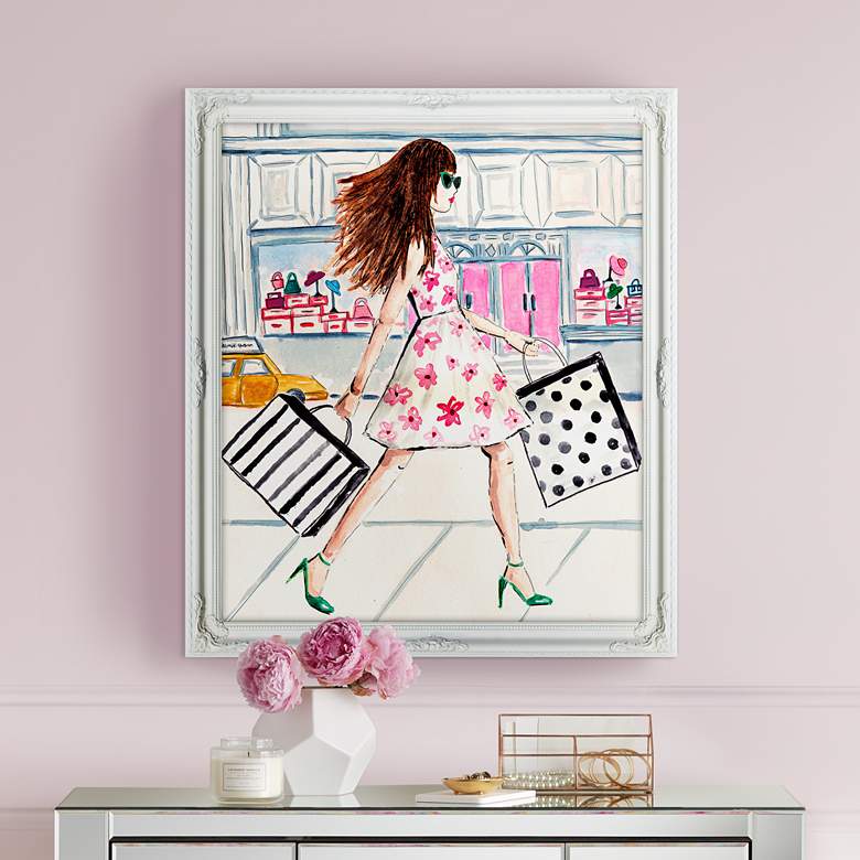 Image 1 Bagging It 32" Wide Illustrated Feminine Framed Wall Art