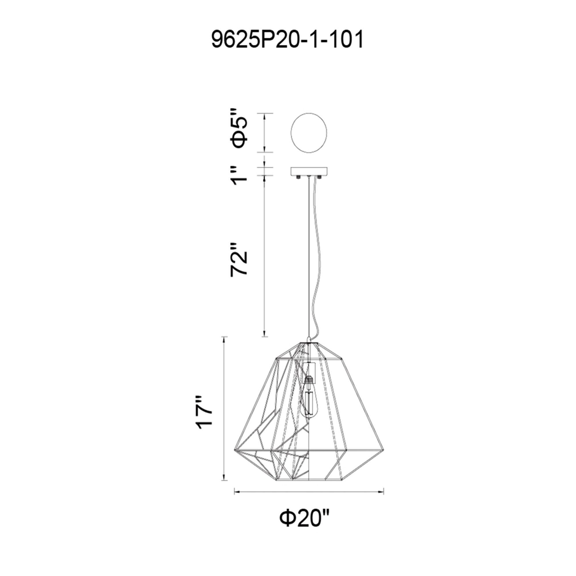 Bagheera 1 Light Black Down Pendant