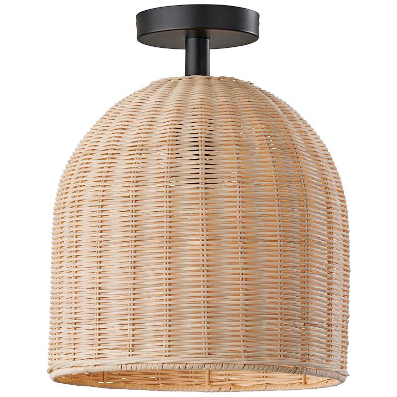 Image 3 Bahama 12" Wide Dark Bronze Metal Rattan Ceiling Light