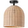 3_Bahama 12" Wide Dark Bronze Metal Rattan Ceiling Light