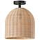 Bahama 12" Wide Dark Bronze Metal Rattan Ceiling Light