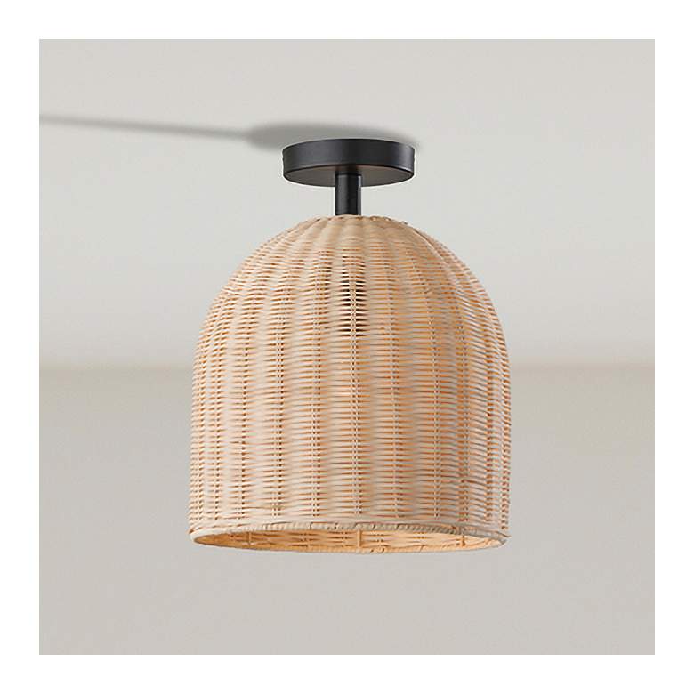 Image 2 Bahama 12" Wide Dark Bronze Metal Rattan Ceiling Light