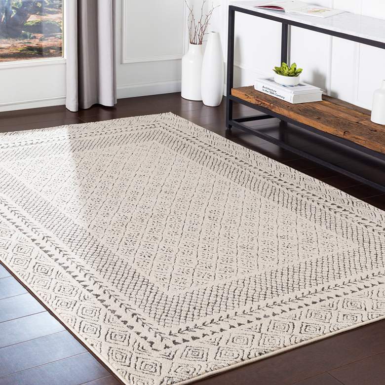 Image 1 Bahar BHR-2321 5'3"x7'3" Medium Gray and Beige Area Rug