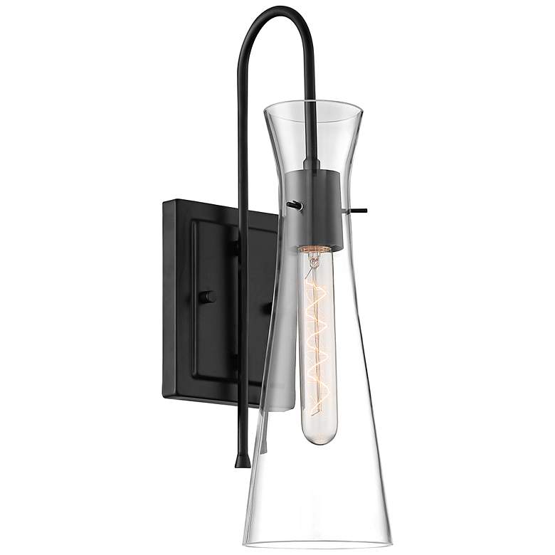 Image 1 Bahari 17 1/2" High Black Wall Sconce
