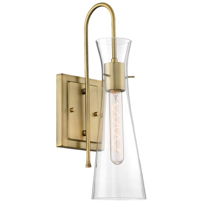 Image 1 Bahari 17 1/2" High Vintage Brass Wall Sconce