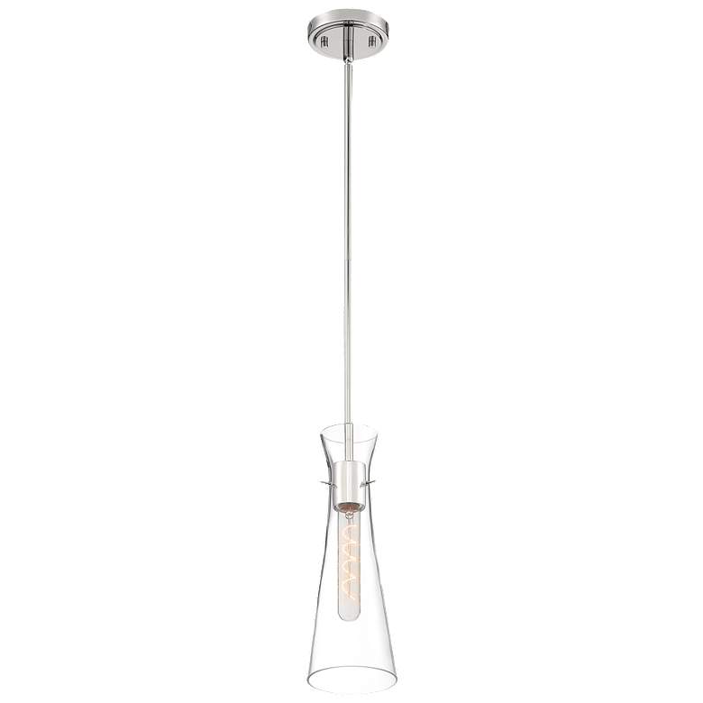 Image 1 Bahari 4" Wide Polished Nickel Mini Pendant w/ Clear Glass