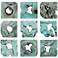 Bahati 16" Square Blue Green 9-Piece Wood Wall Decor Set