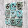 3_Bahati 16" Square Blue Green 9-Piece Wood Wall Decor Set more views
