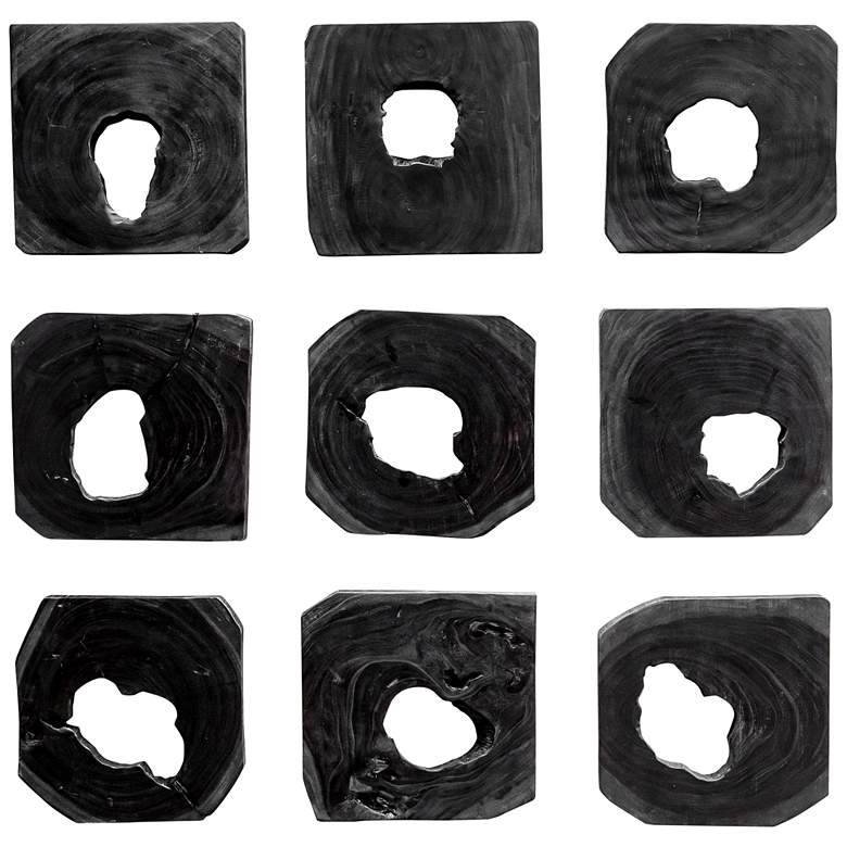 Image 4 Bahati 16 inch Square Ebony Stain 9-Piece Wood Wall Art Set more views
