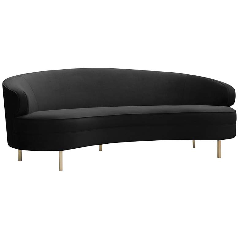 Image 2 Baila 89 1/2 inch Wide Black Velvet Curved Sofa