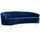 Baila 89 1/2" Wide Navy Velvet Curved Sofa