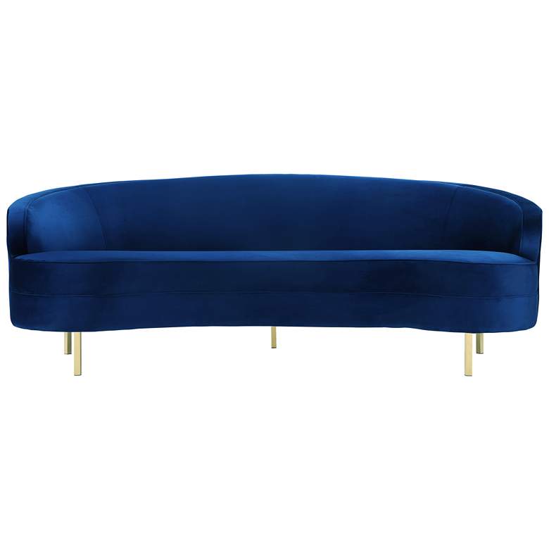 Image 5 Baila 89 1/2 inch Wide Navy Velvet Curved Sofa more views