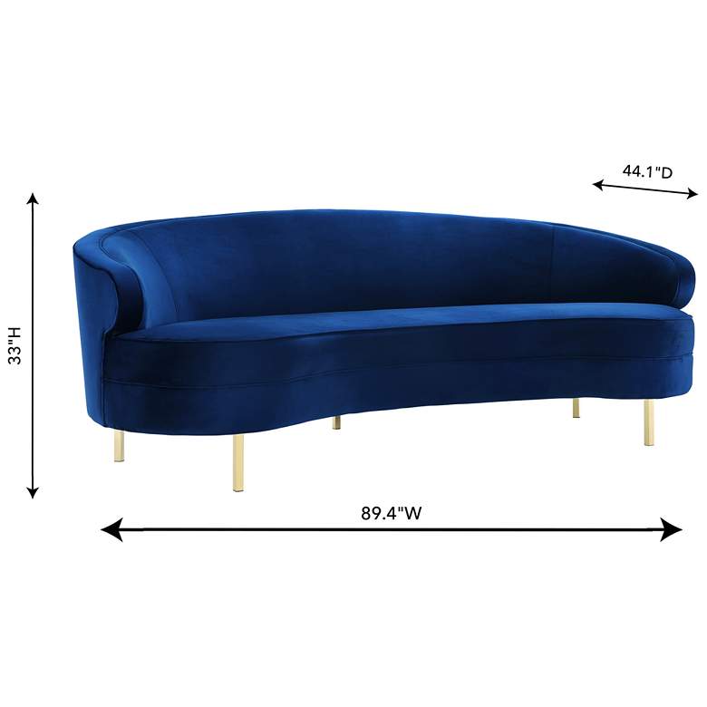 Image 7 Baila 89 1/2 inch Wide Navy Velvet Curved Sofa more views