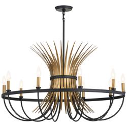 Baile 37" Wide Black And Natural Brass 10-Light Chandelier