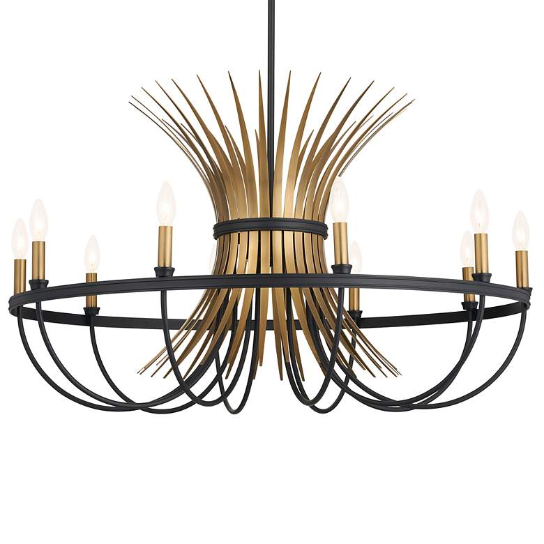 Image 7 Baile 37" Wide Black And Natural Brass 10-Light Chandelier more views