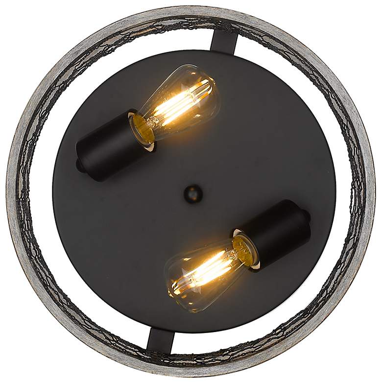 Image 3 Bailey 11" Wide Matte Black 2-Light Flush Mount With Chicken Wire Shad more views
